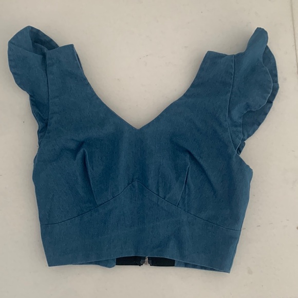 Cute blue v neck top